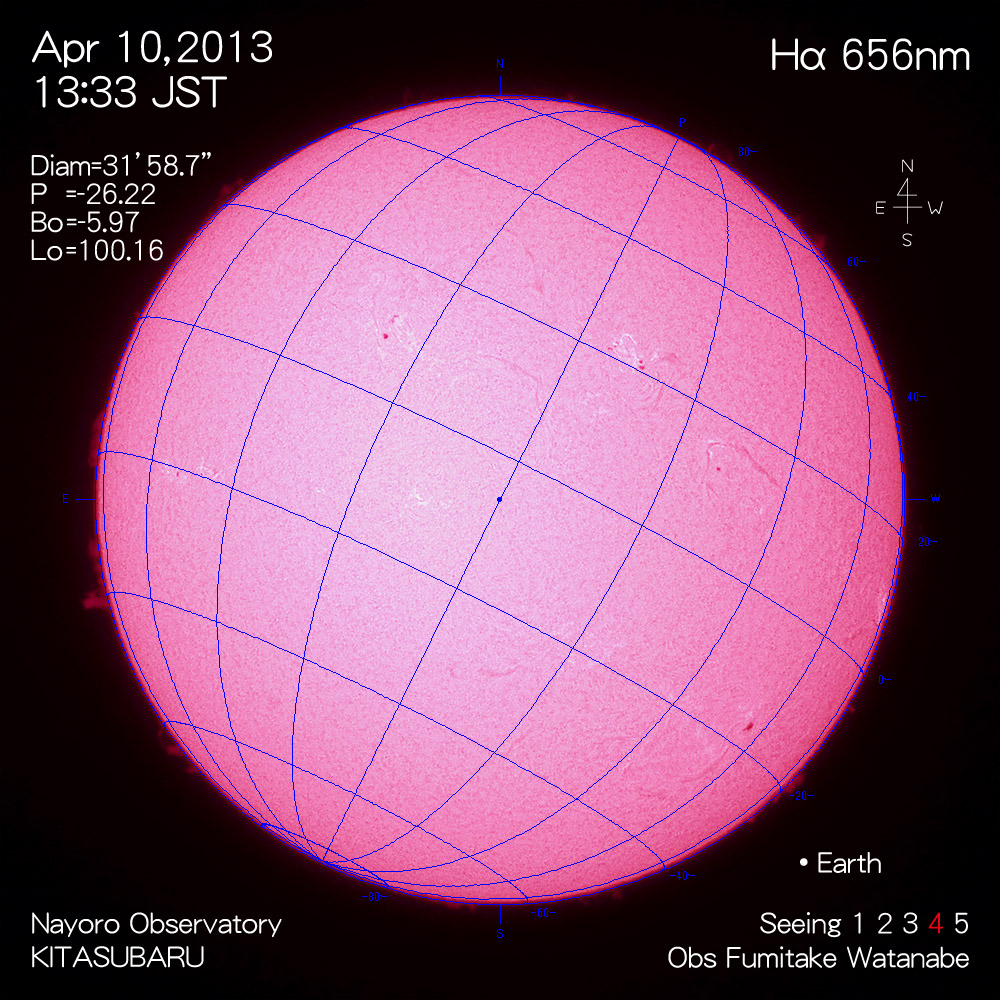 2013年4月10日Hα波長の太陽