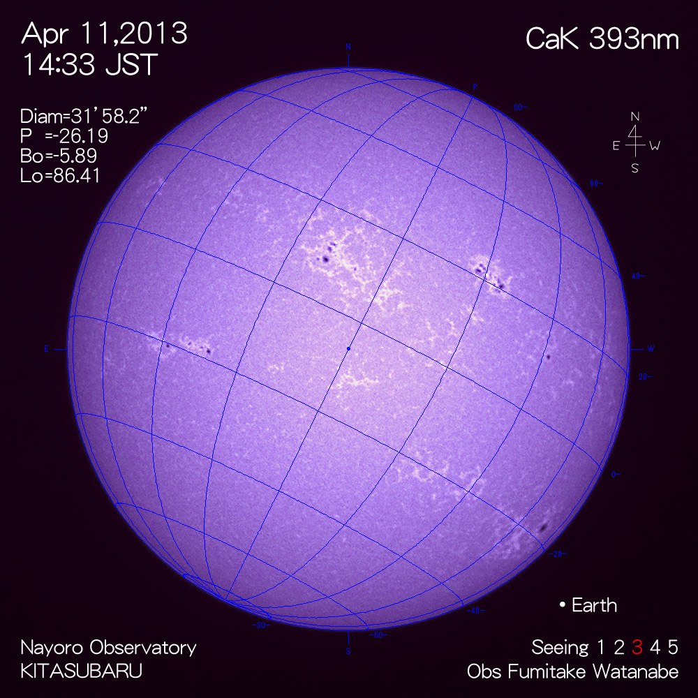 2013年4月11日CaK波長の太陽