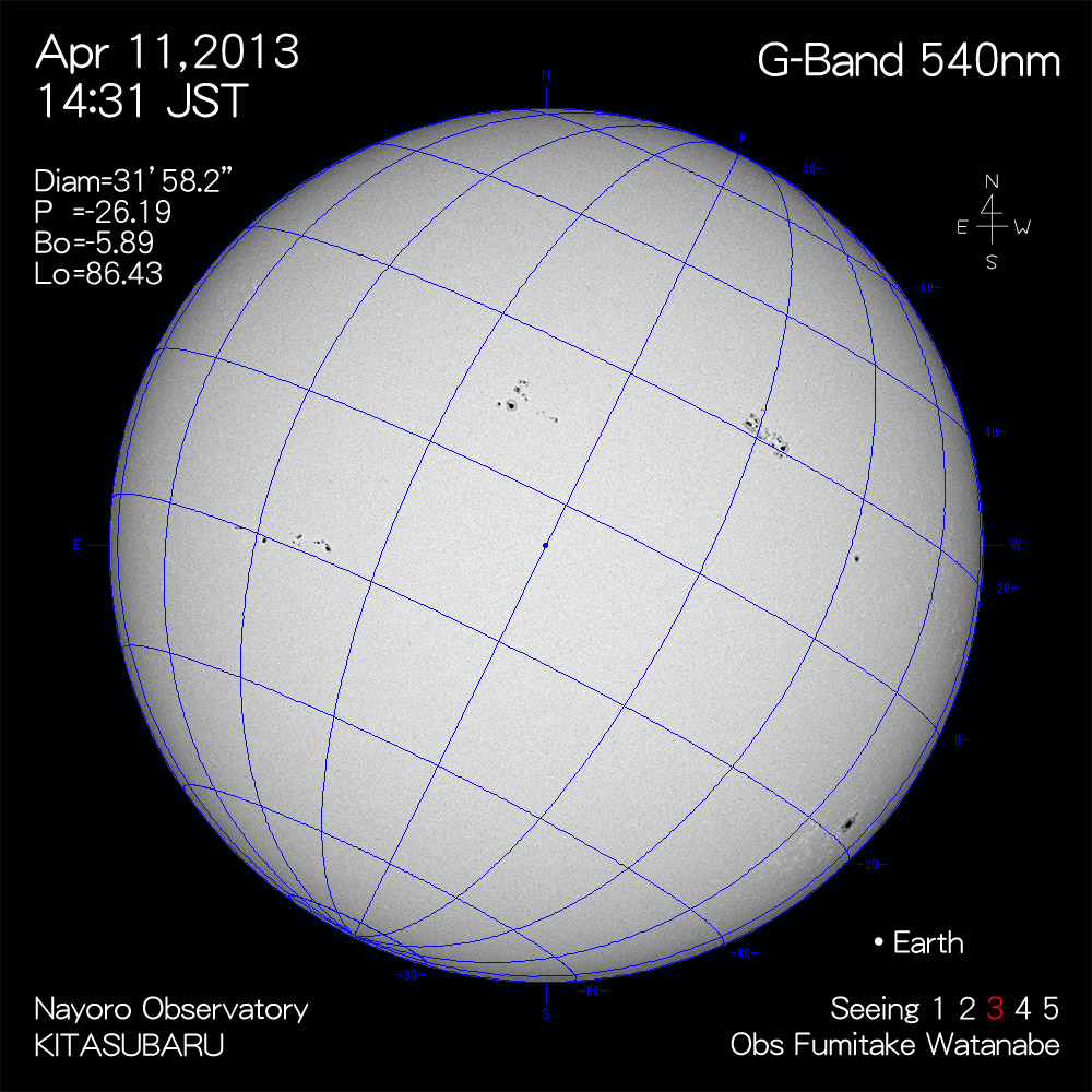 2013年4月11日540nm波長の太陽