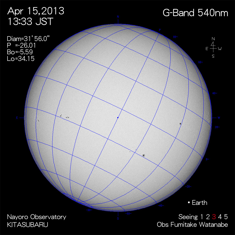 2013年4月15日540nm波長の太陽