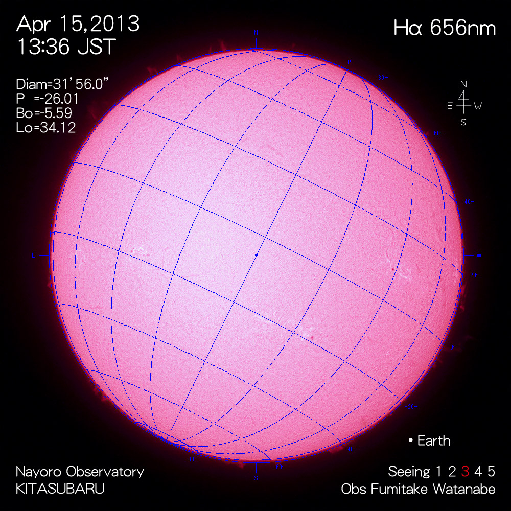 2013年4月15日Hα波長の太陽