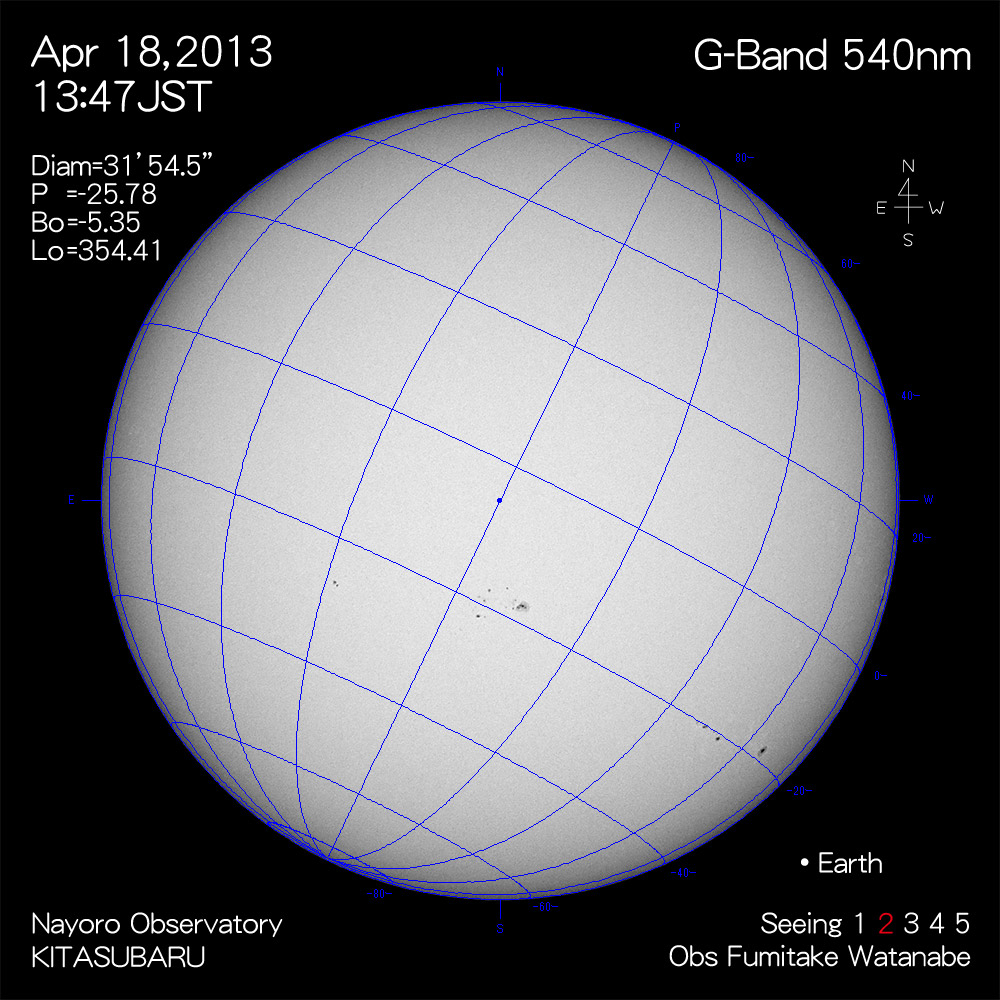 2013年4月18日540nm波長の太陽