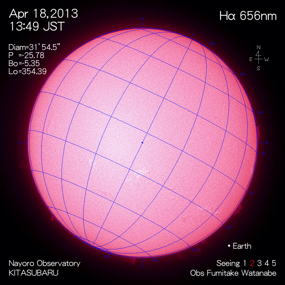 2013年4月18日Hα波長の太陽