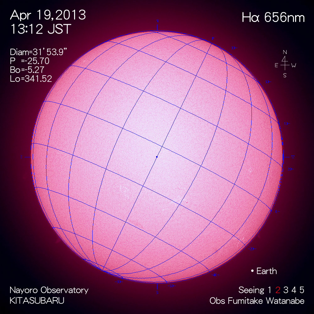 2013年4月19日Hα波長の太陽