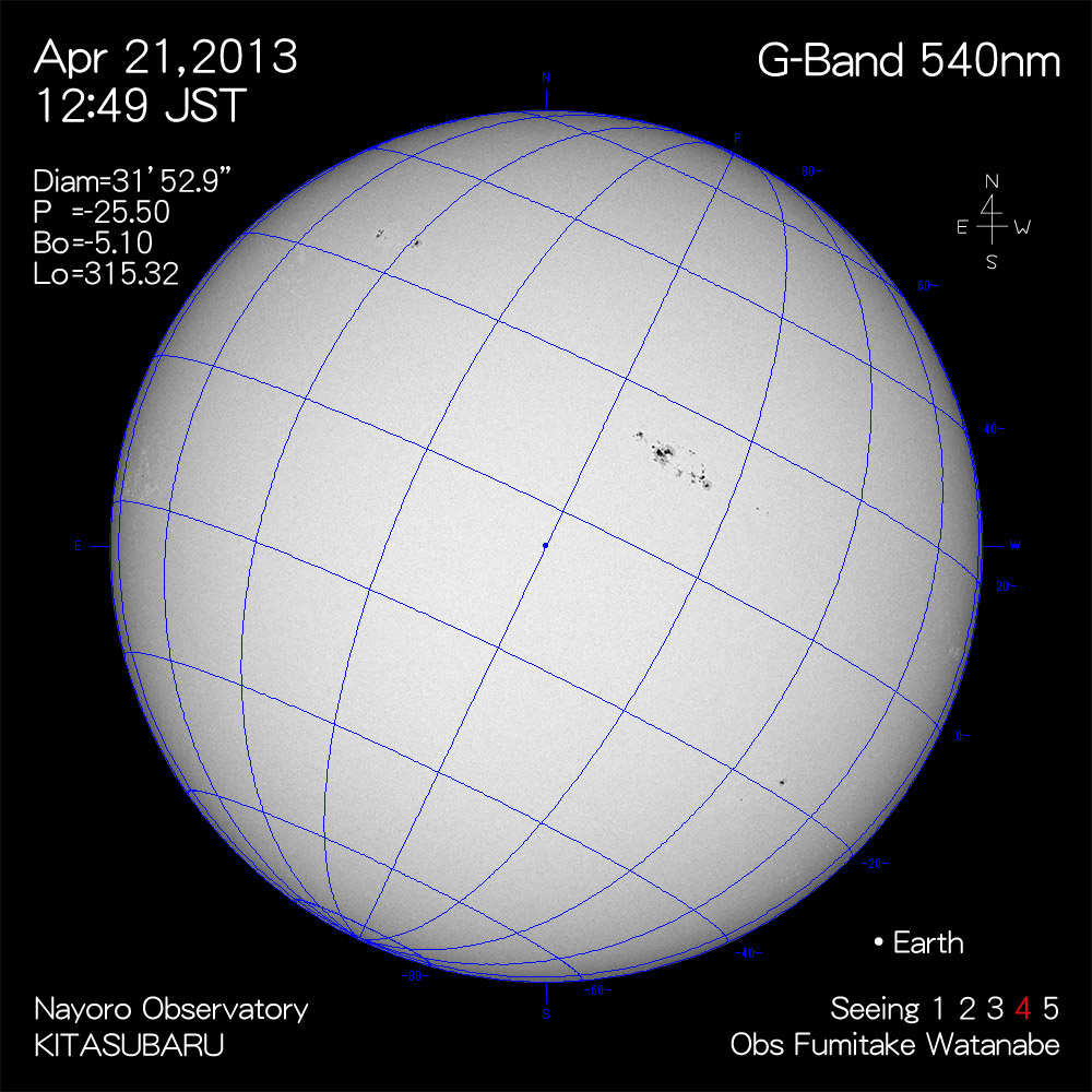 2013年4月21日540nm波長の太陽