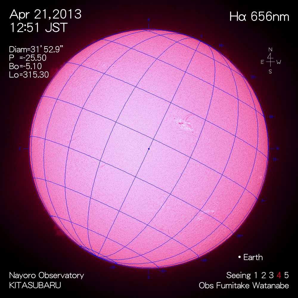 2013年4月21日Hα波長の太陽