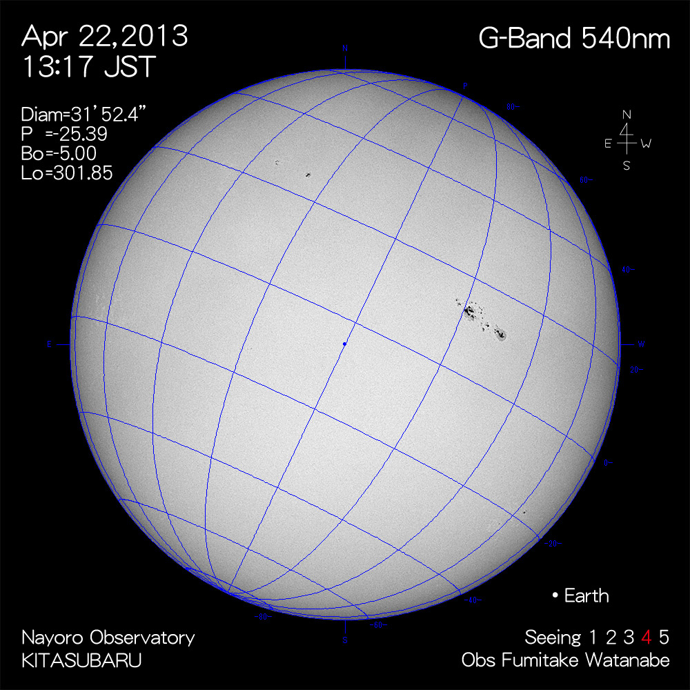 2013年4月22日540nm波長の太陽