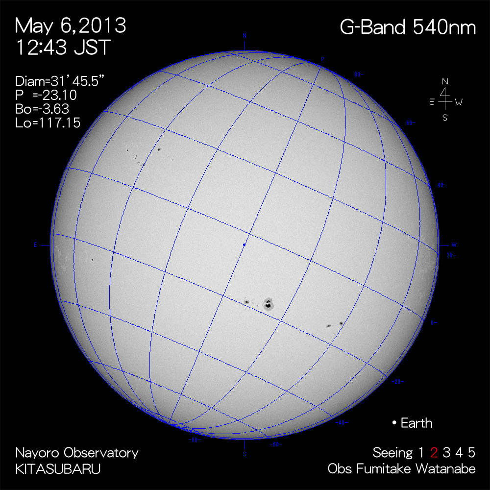 2013年5月6日540nm波長の太陽