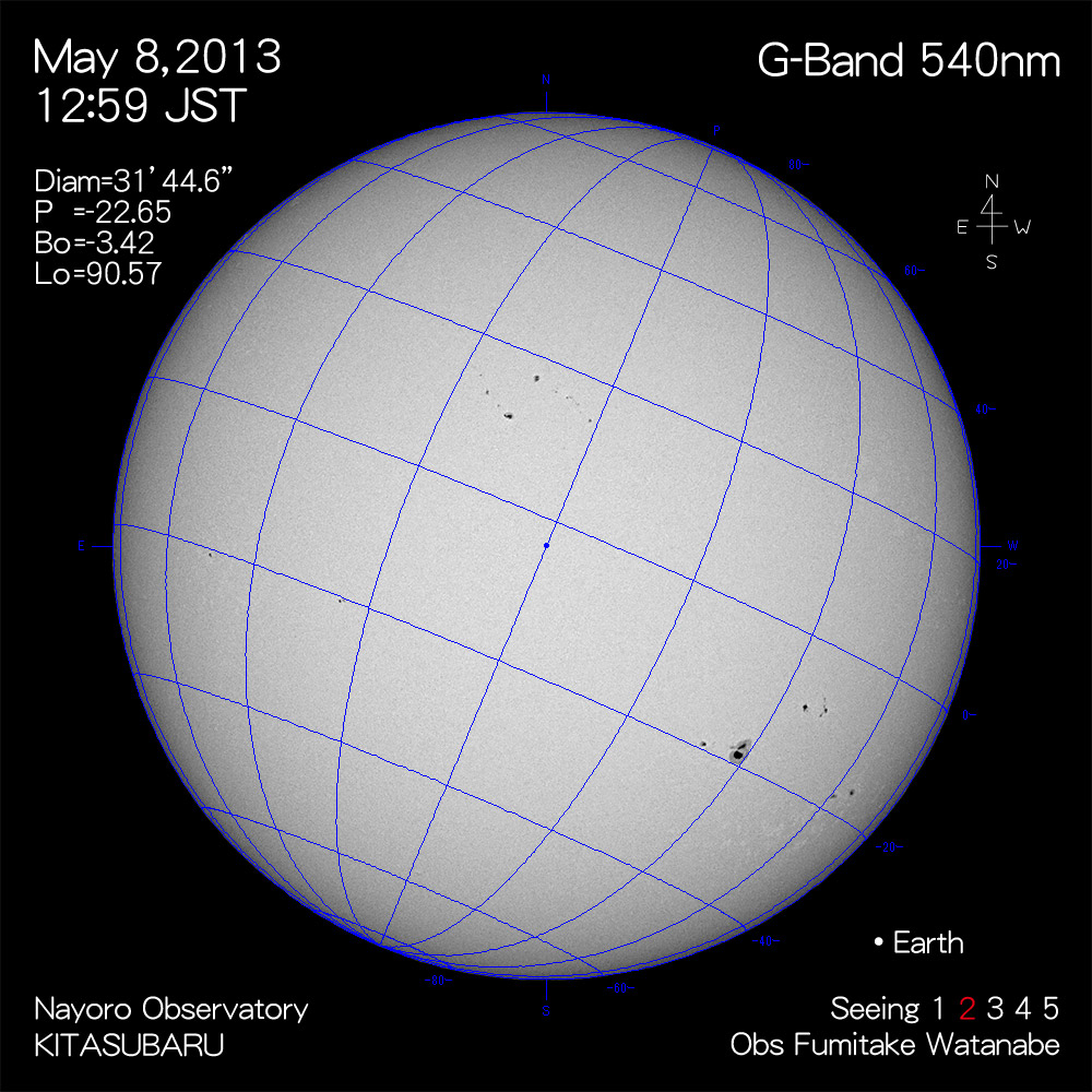 2013年5月8日540nm波長の太陽