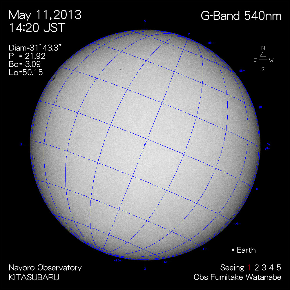 2013年5月11日540nm波長の太陽