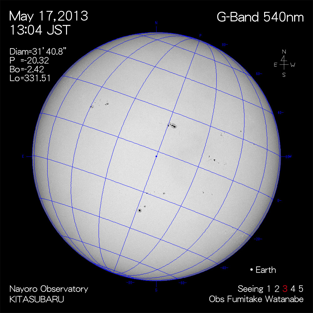 2013年5月17日540nm波長の太陽