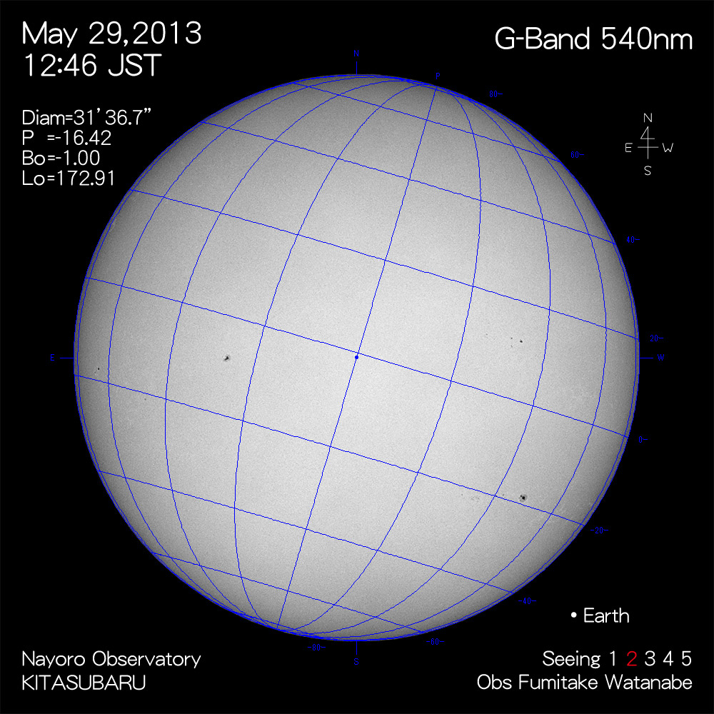 2013年5月29日540nm波長の太陽