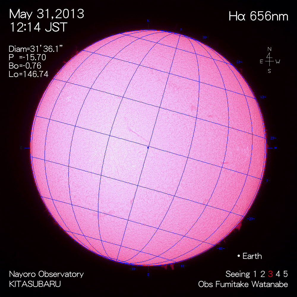 2013年5月31日Hα波長の太陽