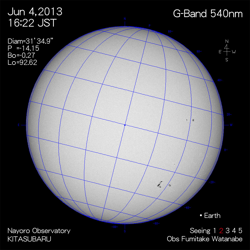 2013年6月4日540nm波長の太陽