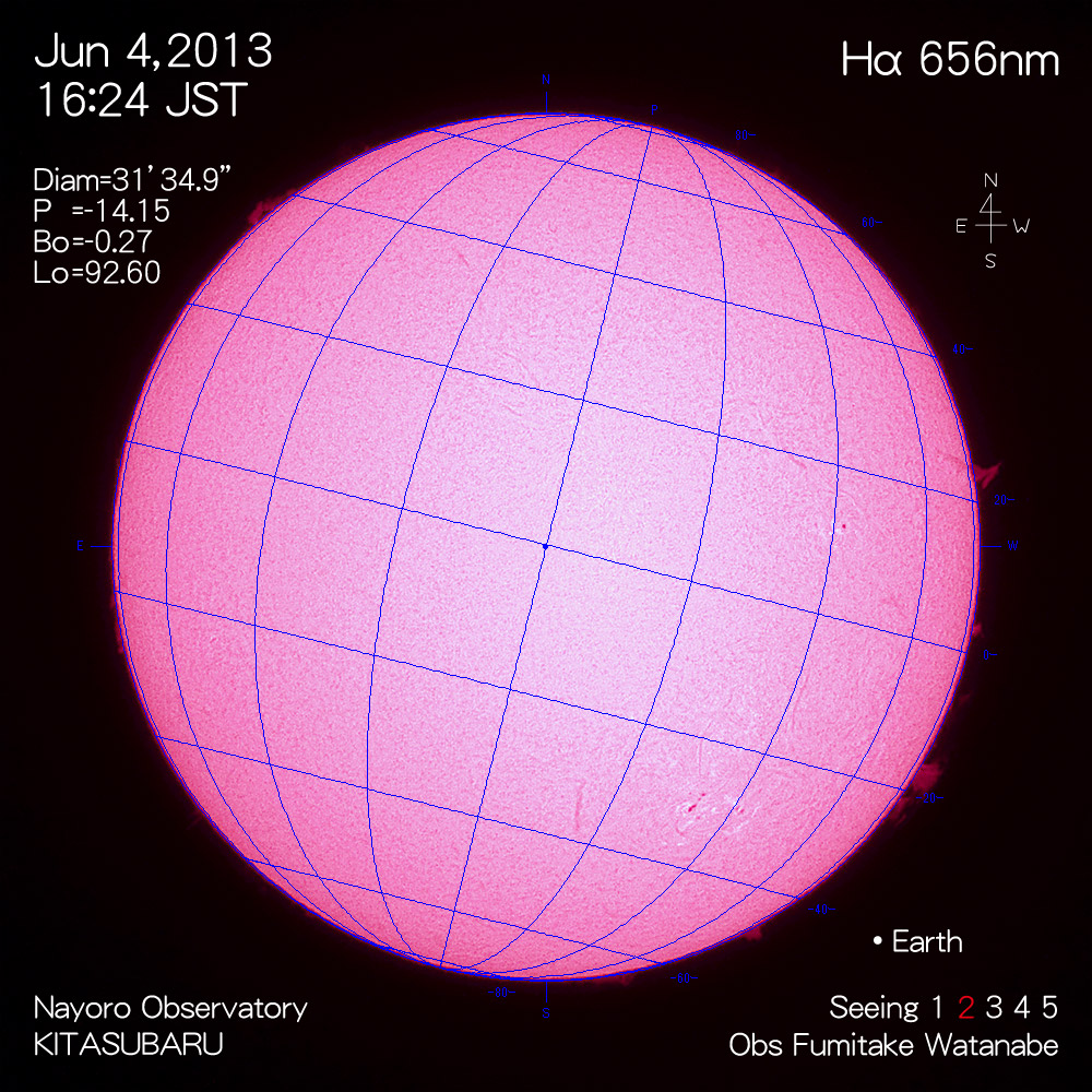 2013年6月4日Hα波長の太陽