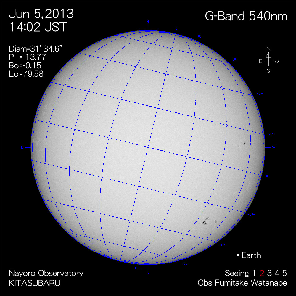 2013年6月5日540nm波長の太陽