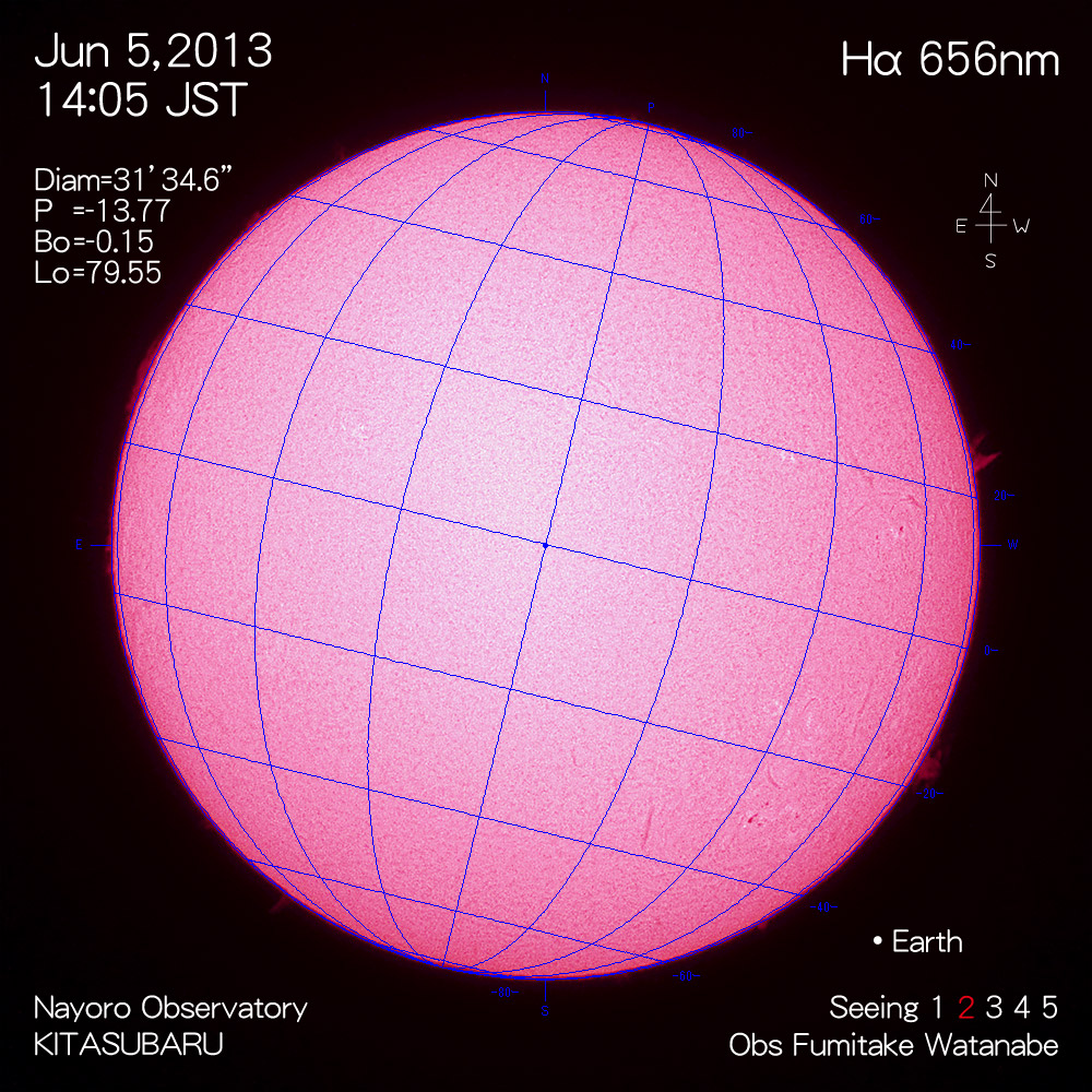 2013年6月5日Hα波長の太陽