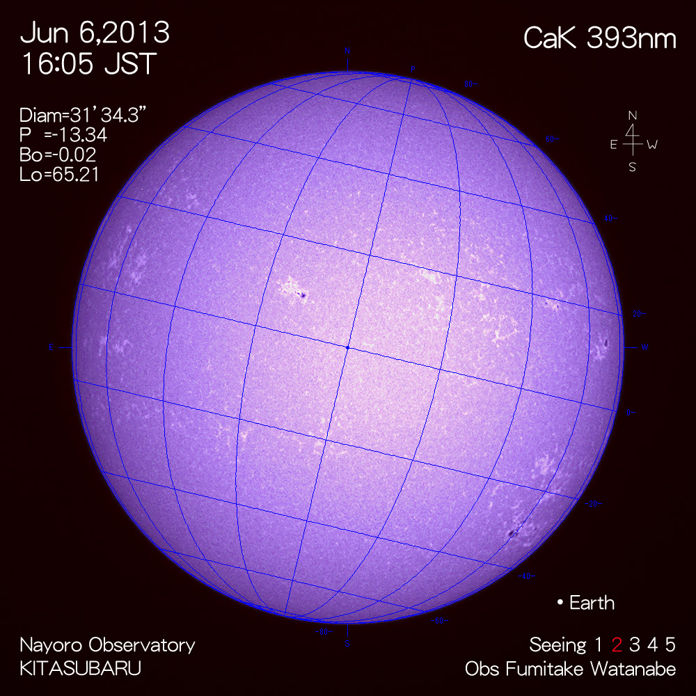 2013年6月6日CaK波長の太陽