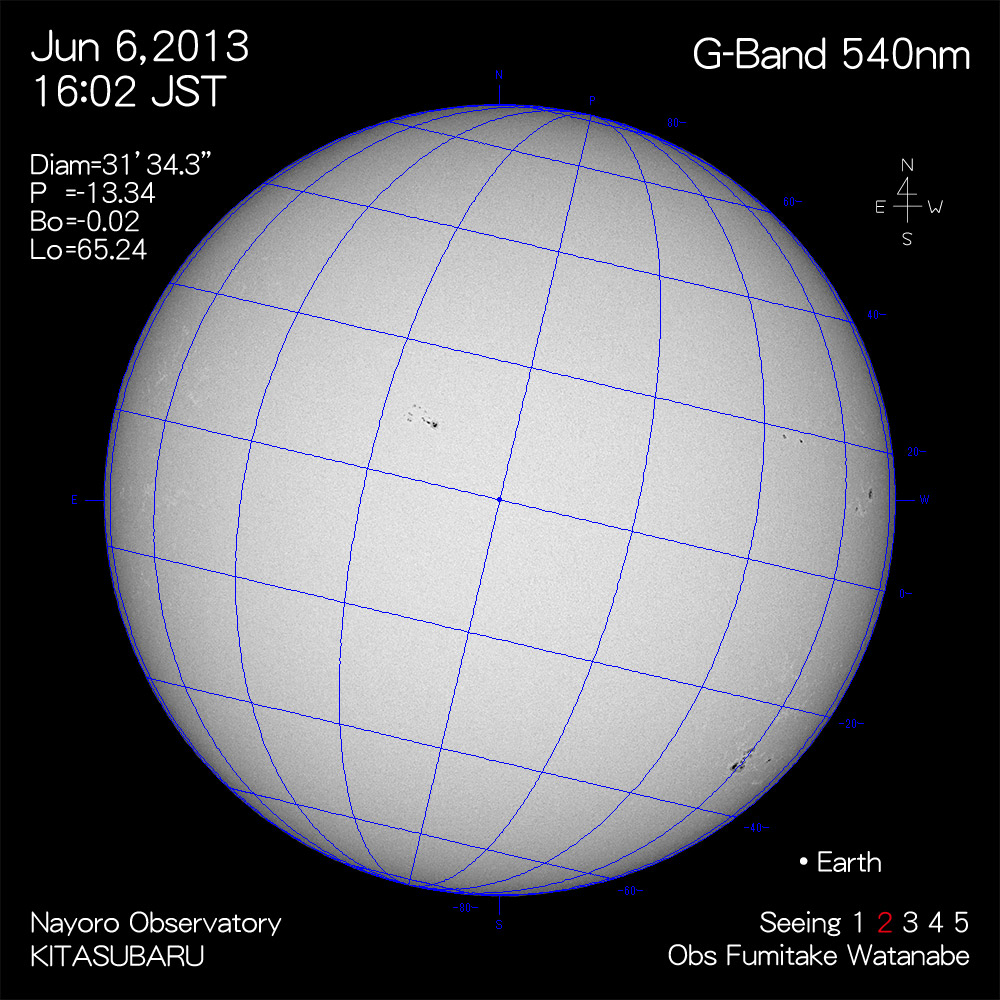 2013年6月6日540nm波長の太陽