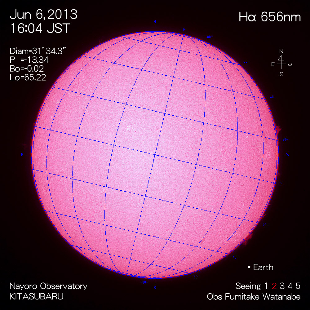 2013年6月6日Hα波長の太陽