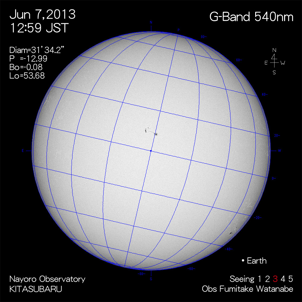 2013年6月7日540nm波長の太陽