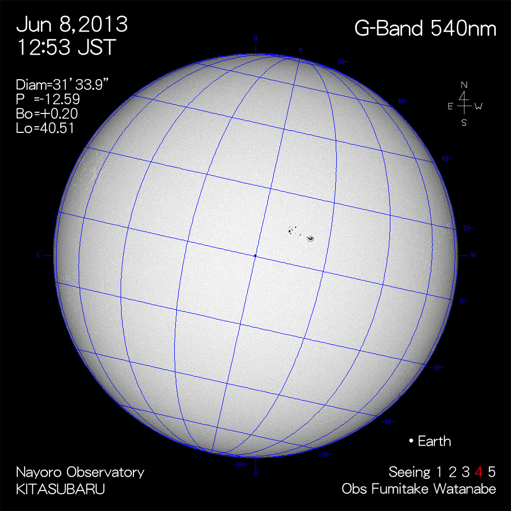 2013年6月8日540nm波長の太陽
