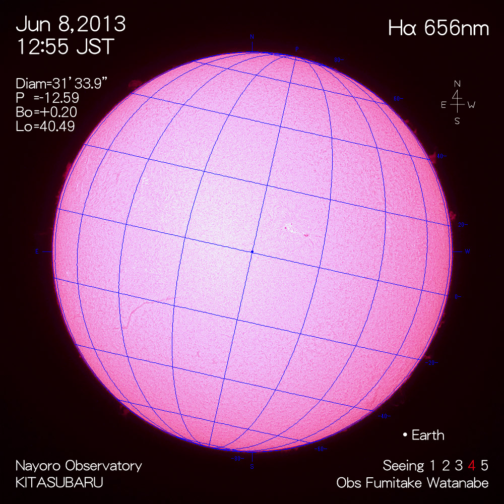 2013年6月8日Hα波長の太陽