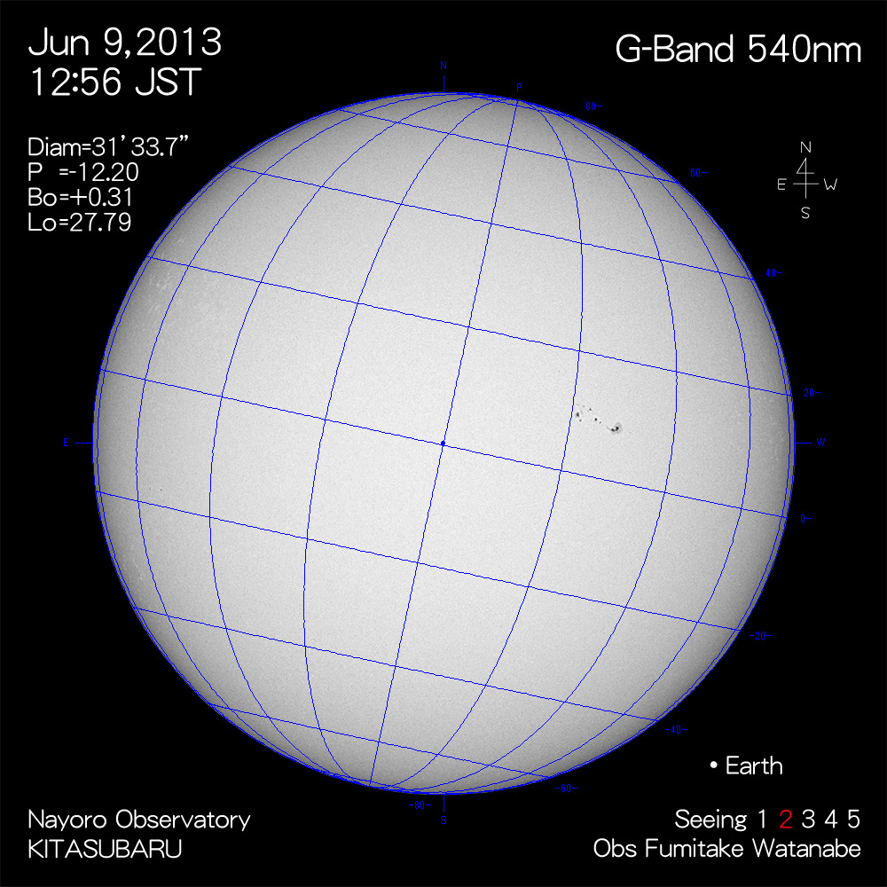 2013年6月9日540nm波長の太陽