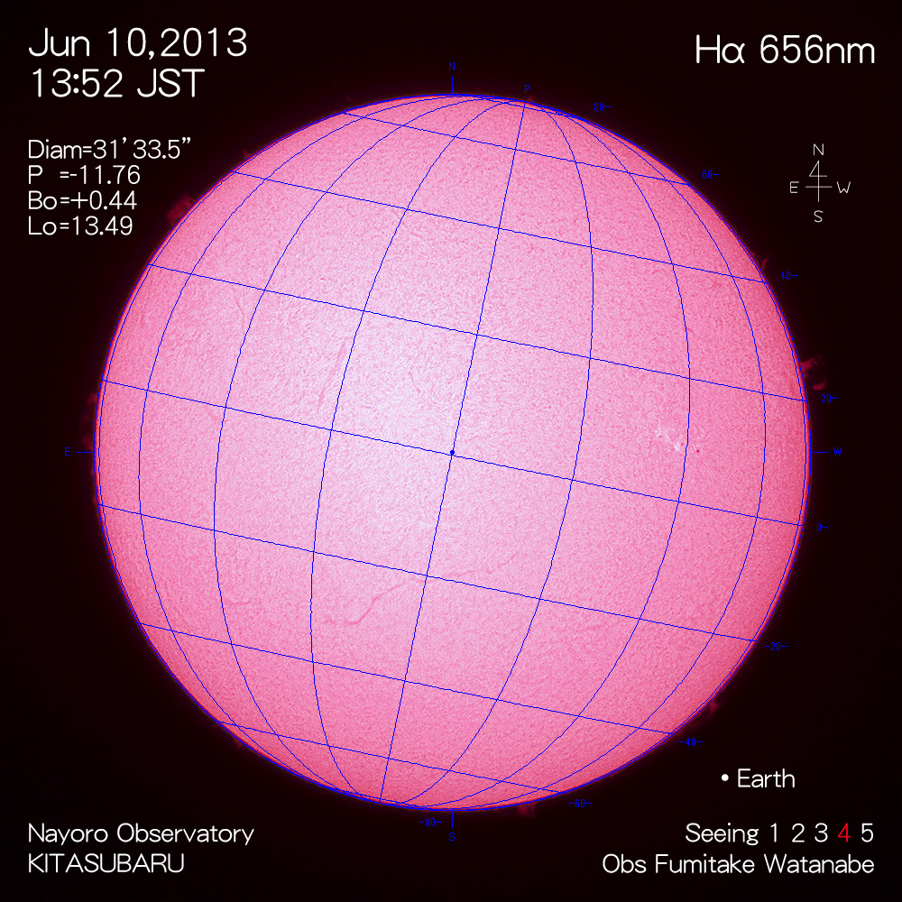 2013年6月10日Hα波長の太陽