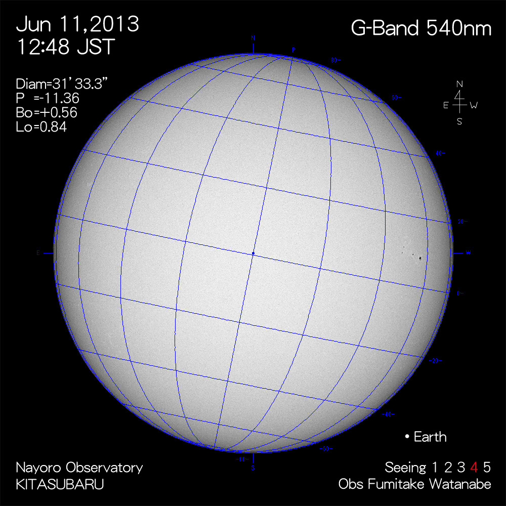 2013年6月11日540nm波長の太陽