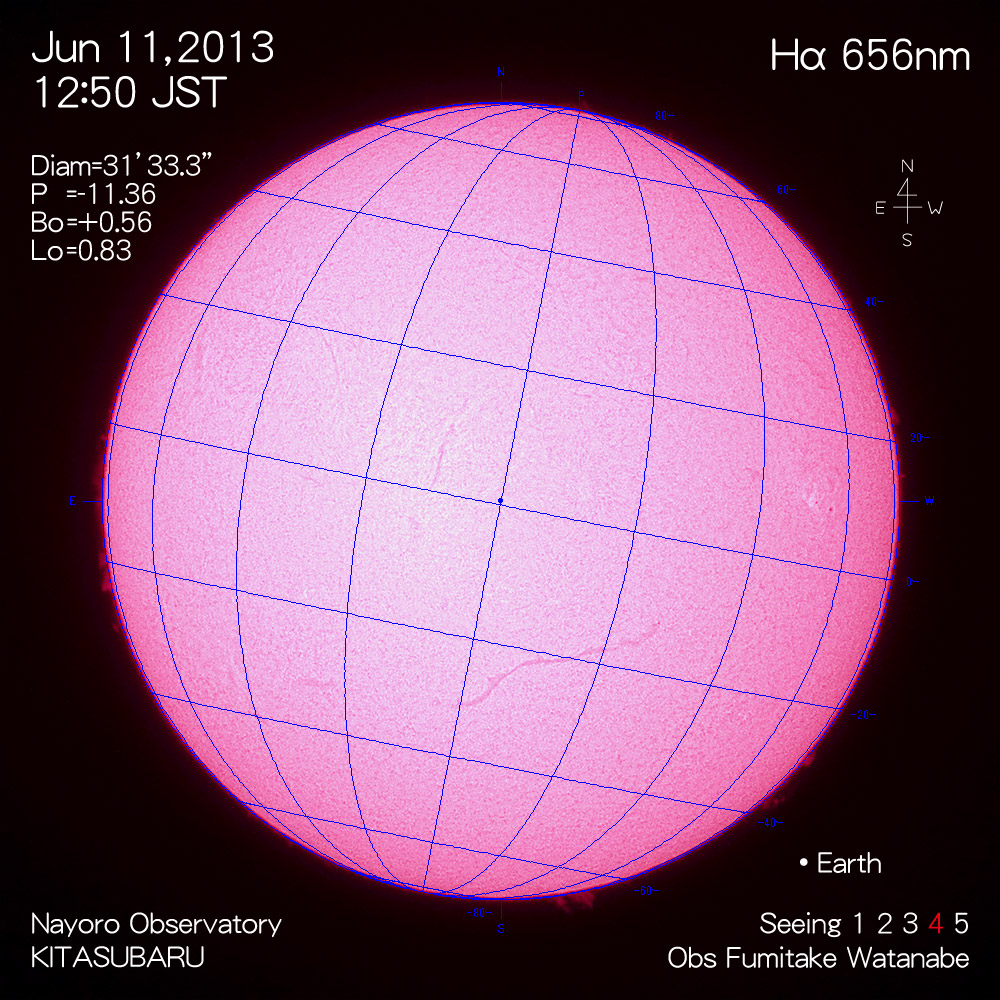 2013年6月11日Hα波長の太陽