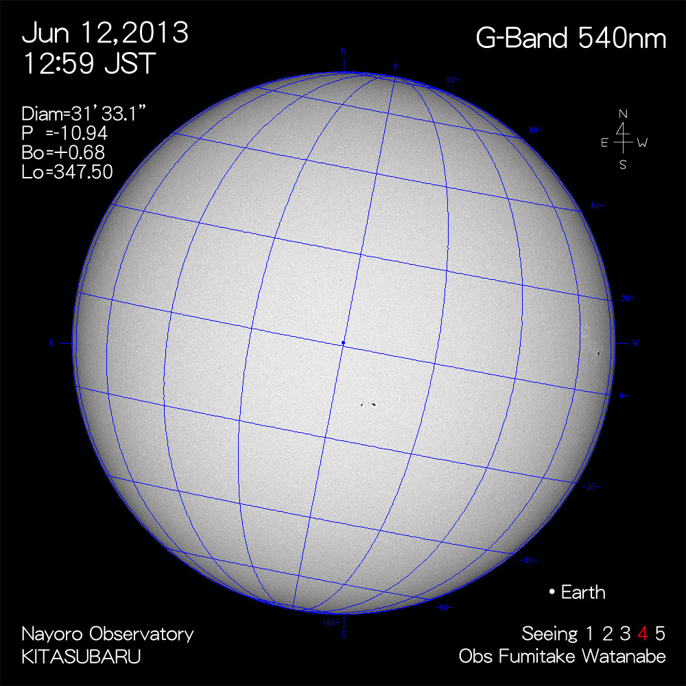 2013年6月12日540nm波長の太陽