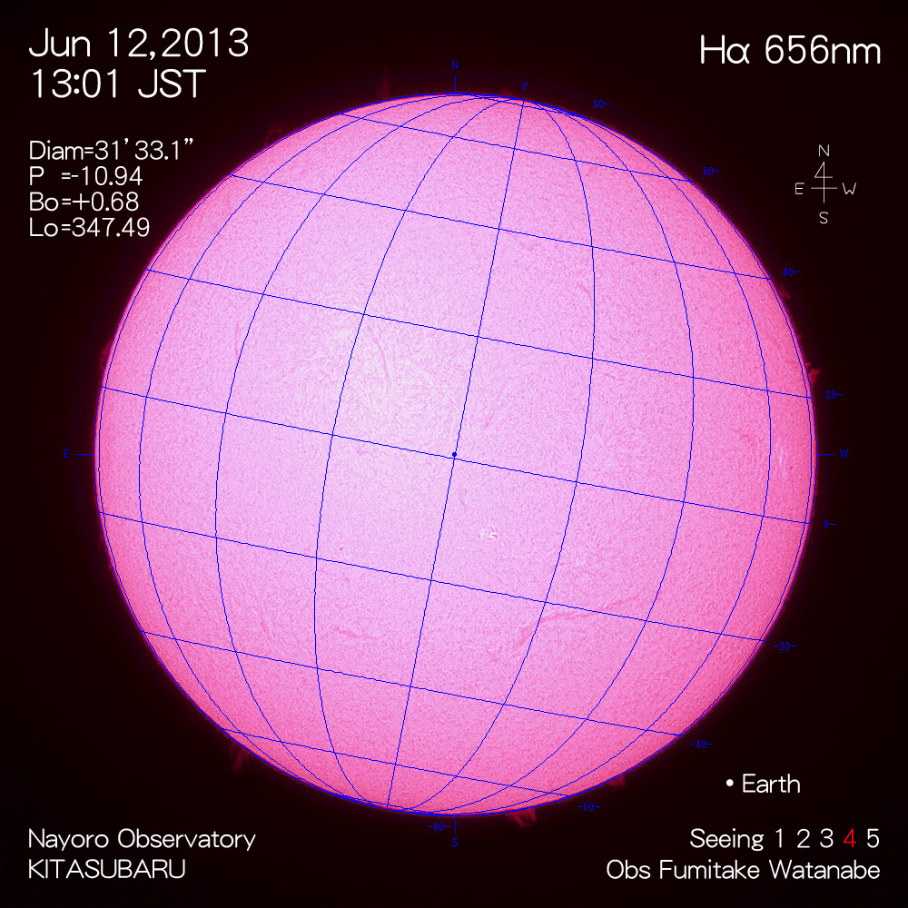 2013年6月12日Hα波長の太陽