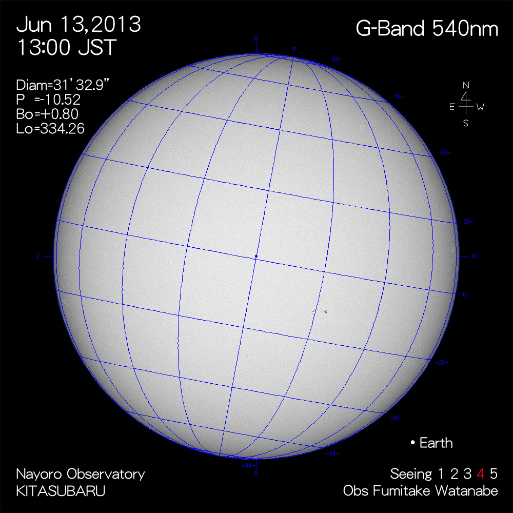 2013年6月13日540nm波長の太陽