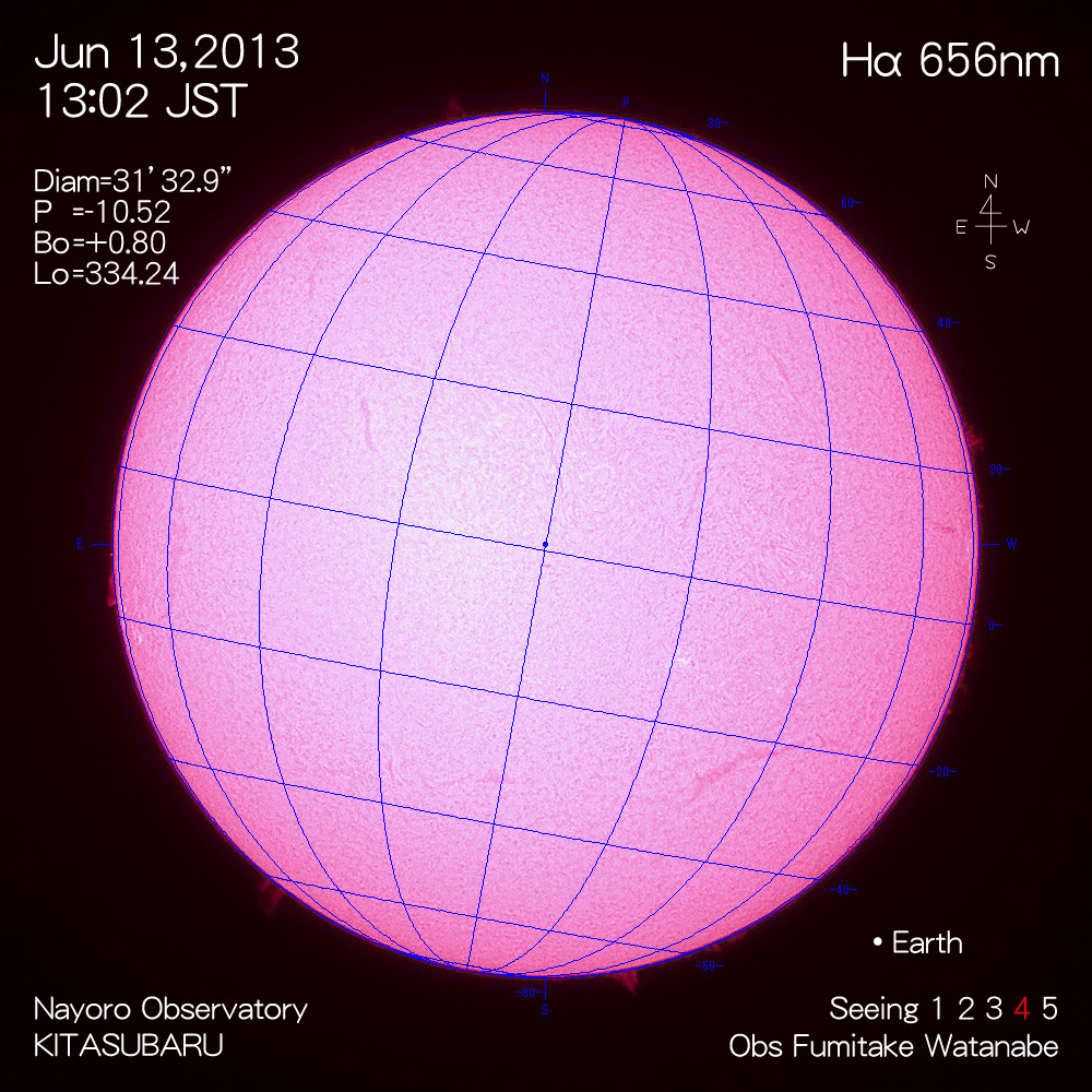 2013年6月13日Hα波長の太陽