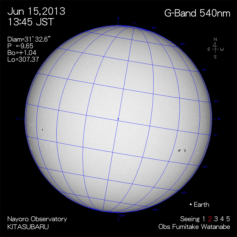 2013年6月15日540nm波長の太陽