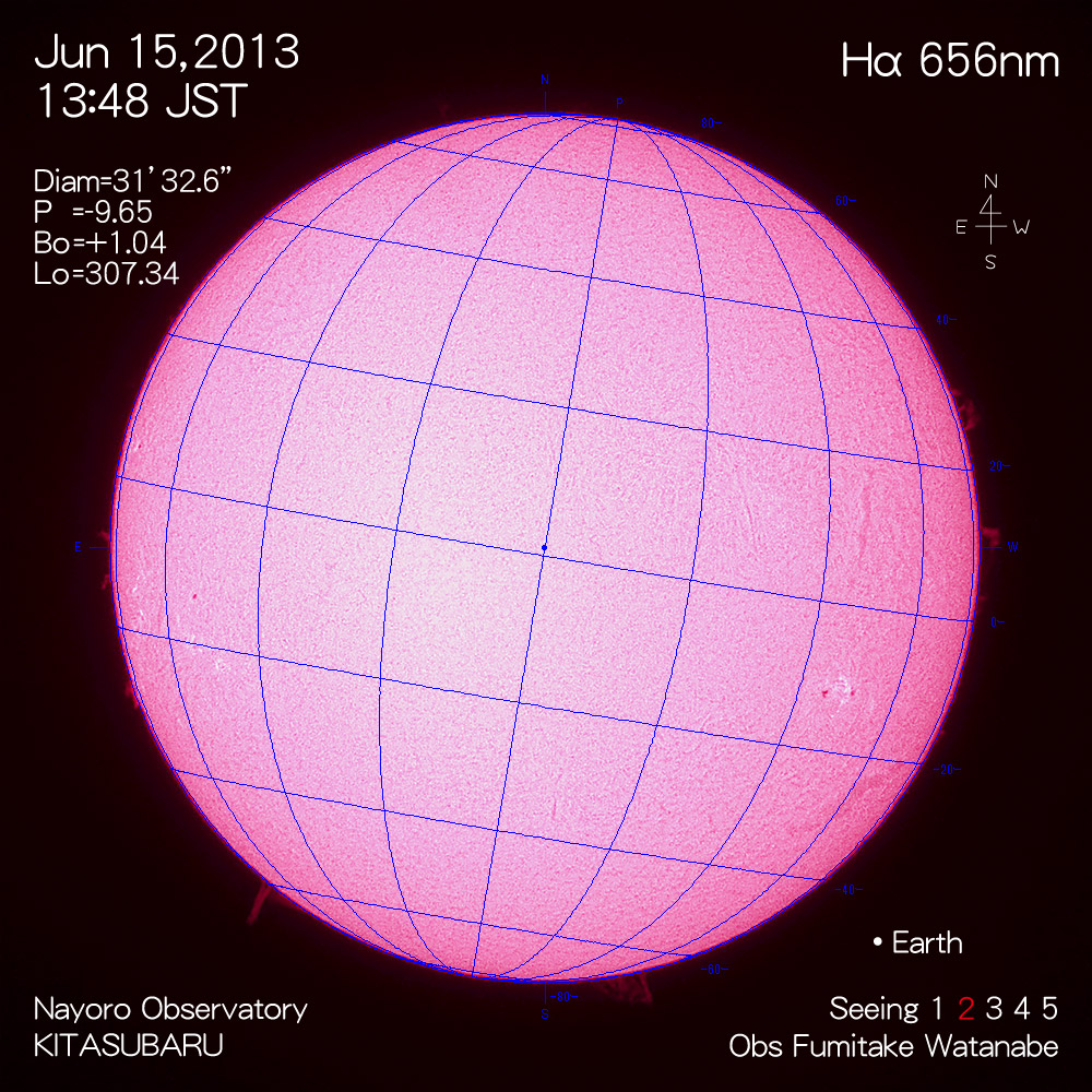 2013年6月15日Hα波長の太陽
