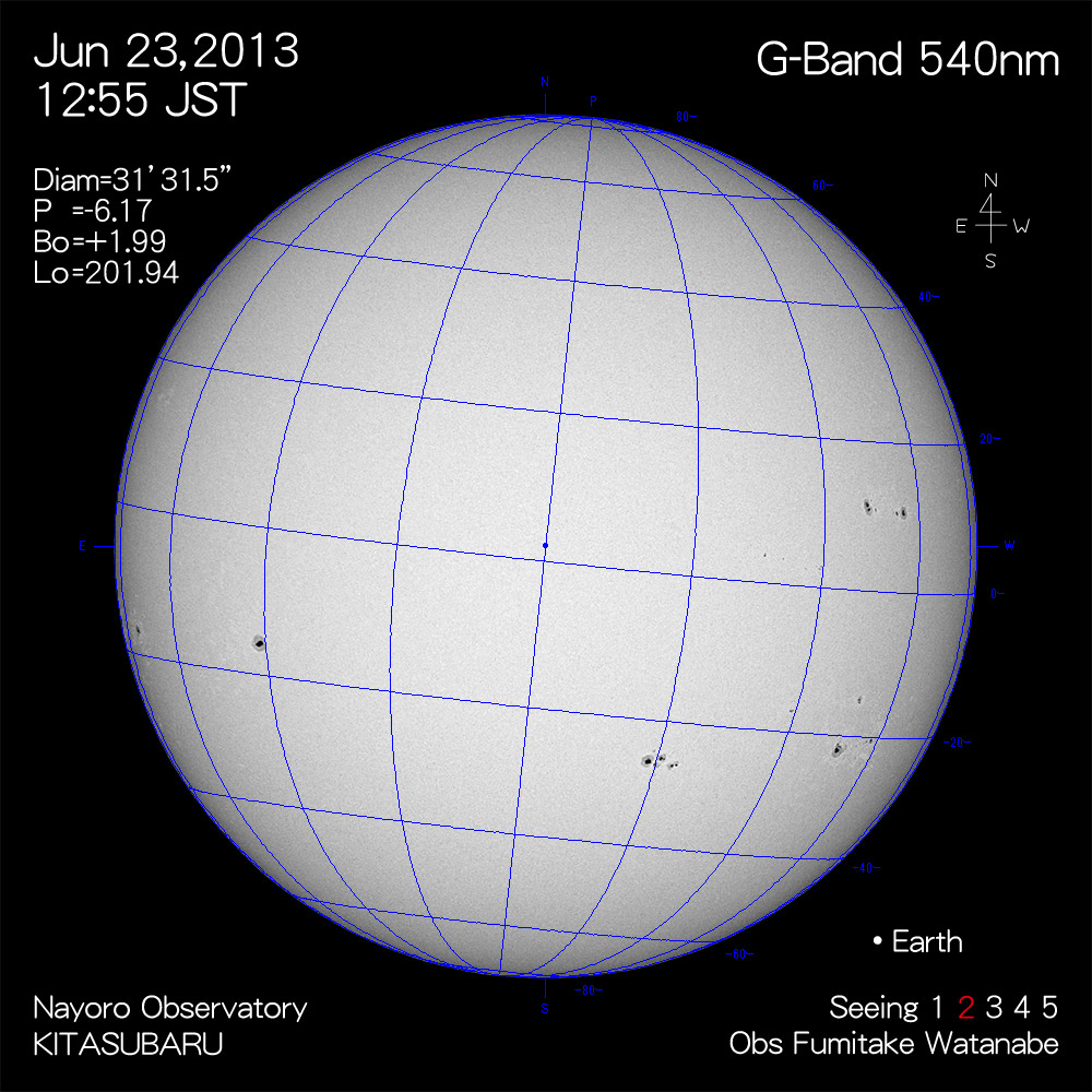 2013年6月23日540nm波長の太陽