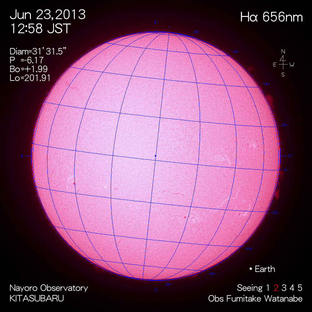 2013年6月23日Hα波長の太陽
