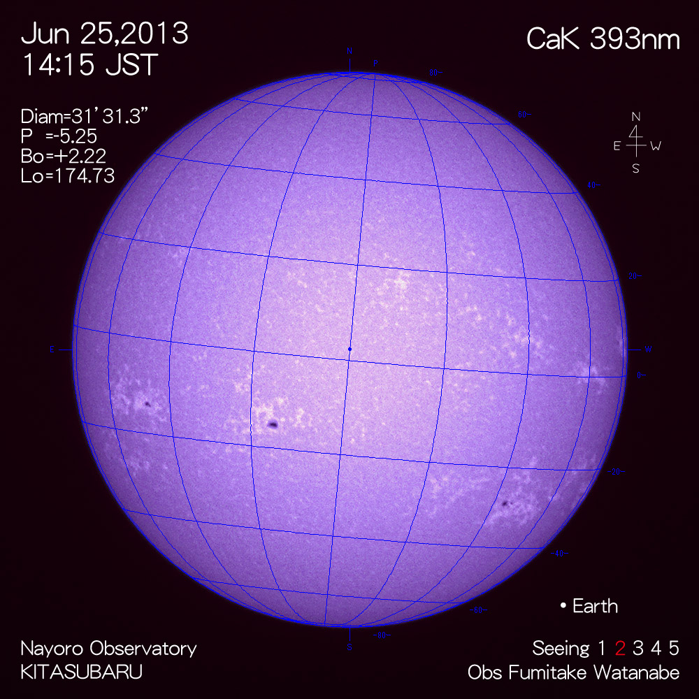2013年6月25日CaK波長の太陽