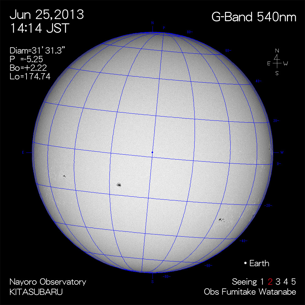 2013年6月25日540nm波長の太陽
