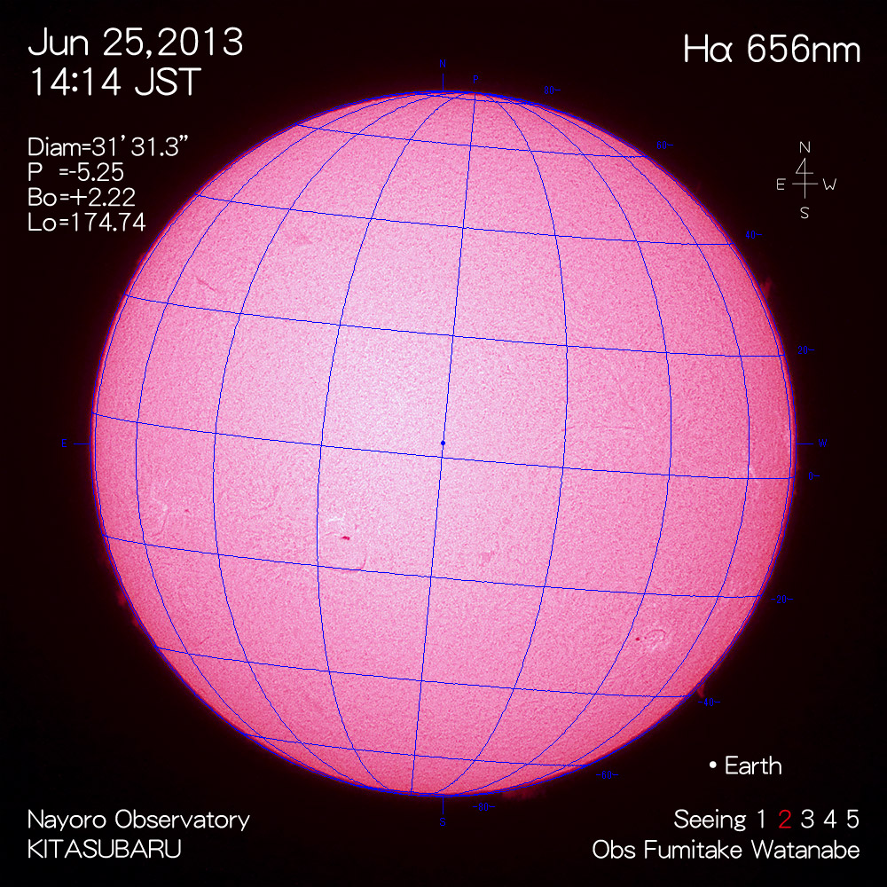 2013年6月25日Hα波長の太陽