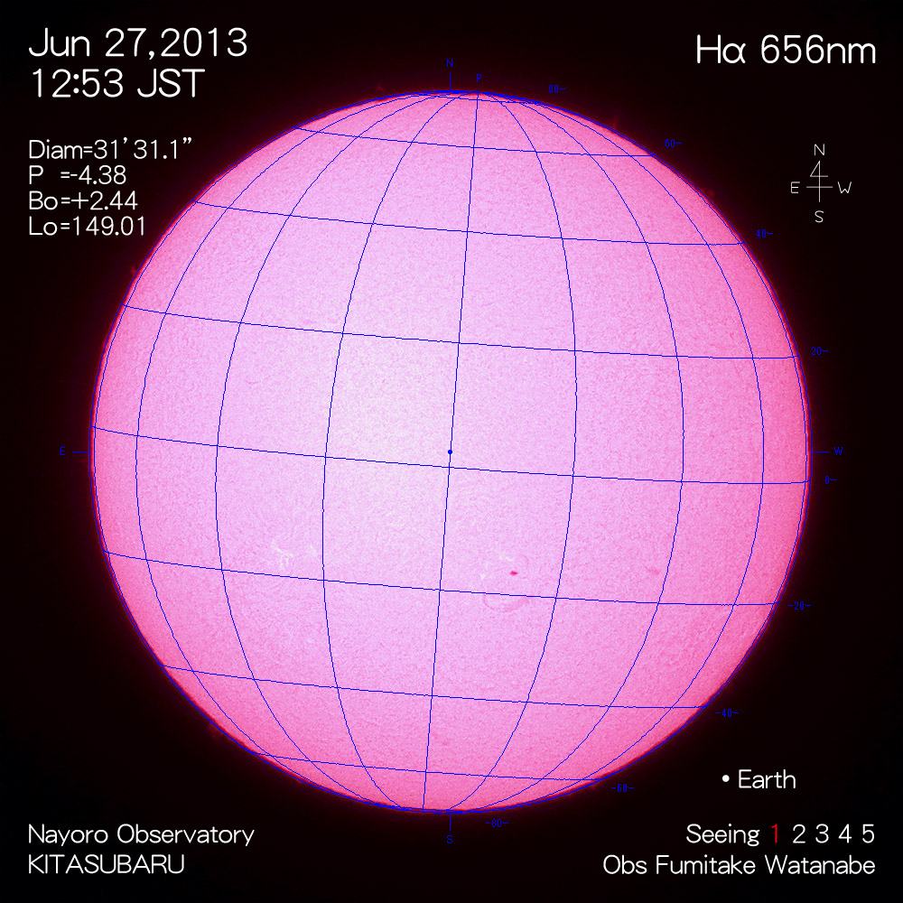 2013年6月27日Hα波長の太陽