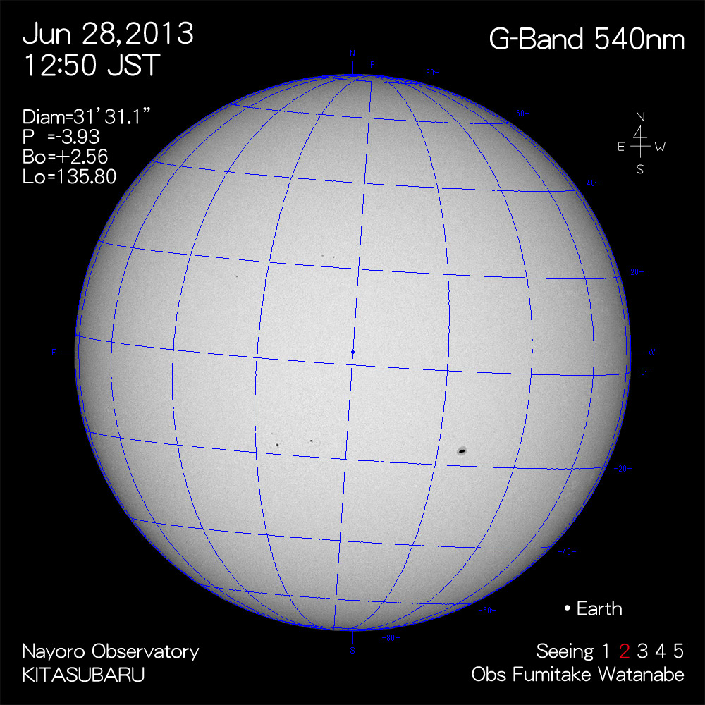 2013年6月28日540nm波長の太陽