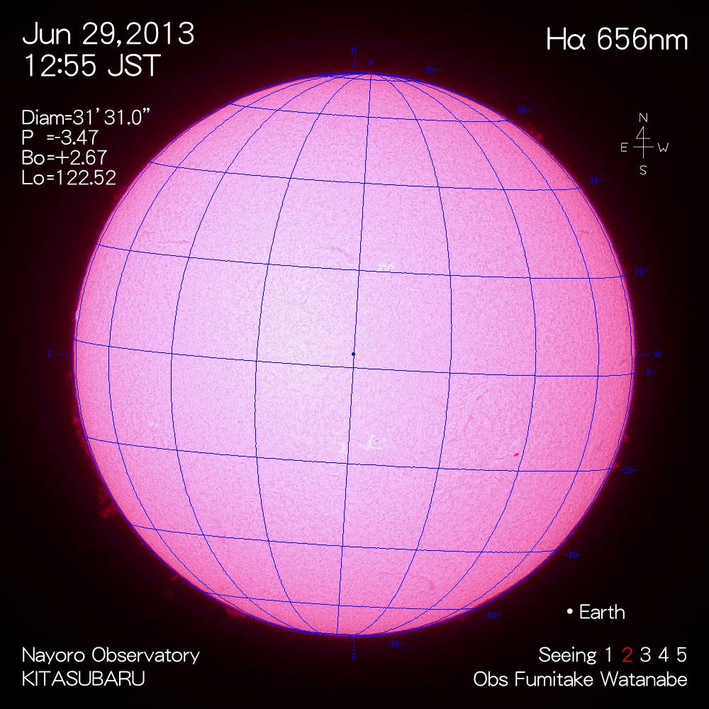2013年6月29日Hα波長の太陽