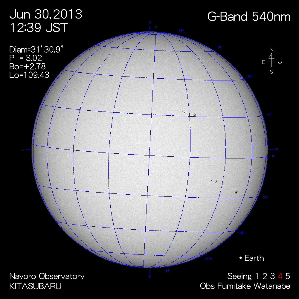 2013年6月30日540nm波長の太陽