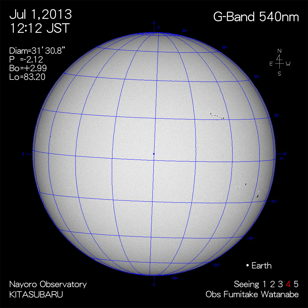 2013年7月1日540nm波長の太陽