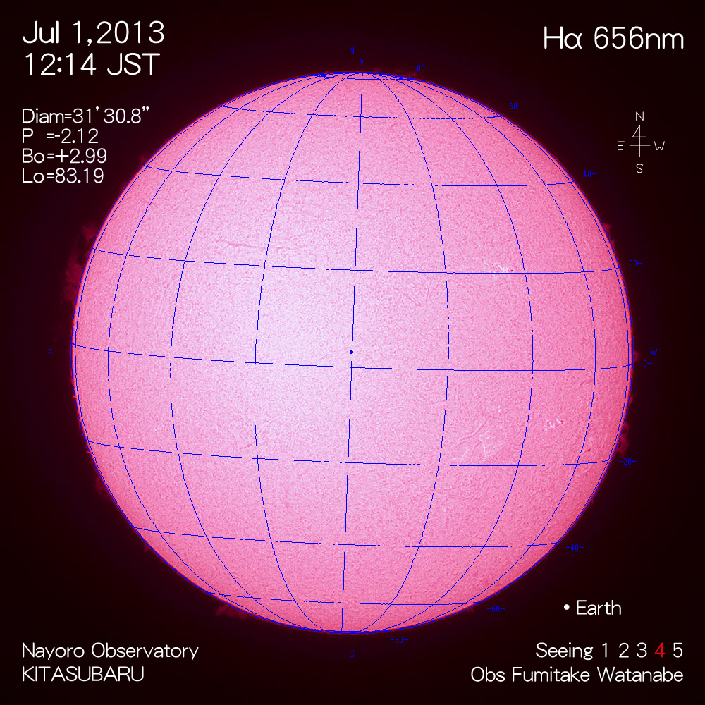 2013年7月1日Hα波長の太陽