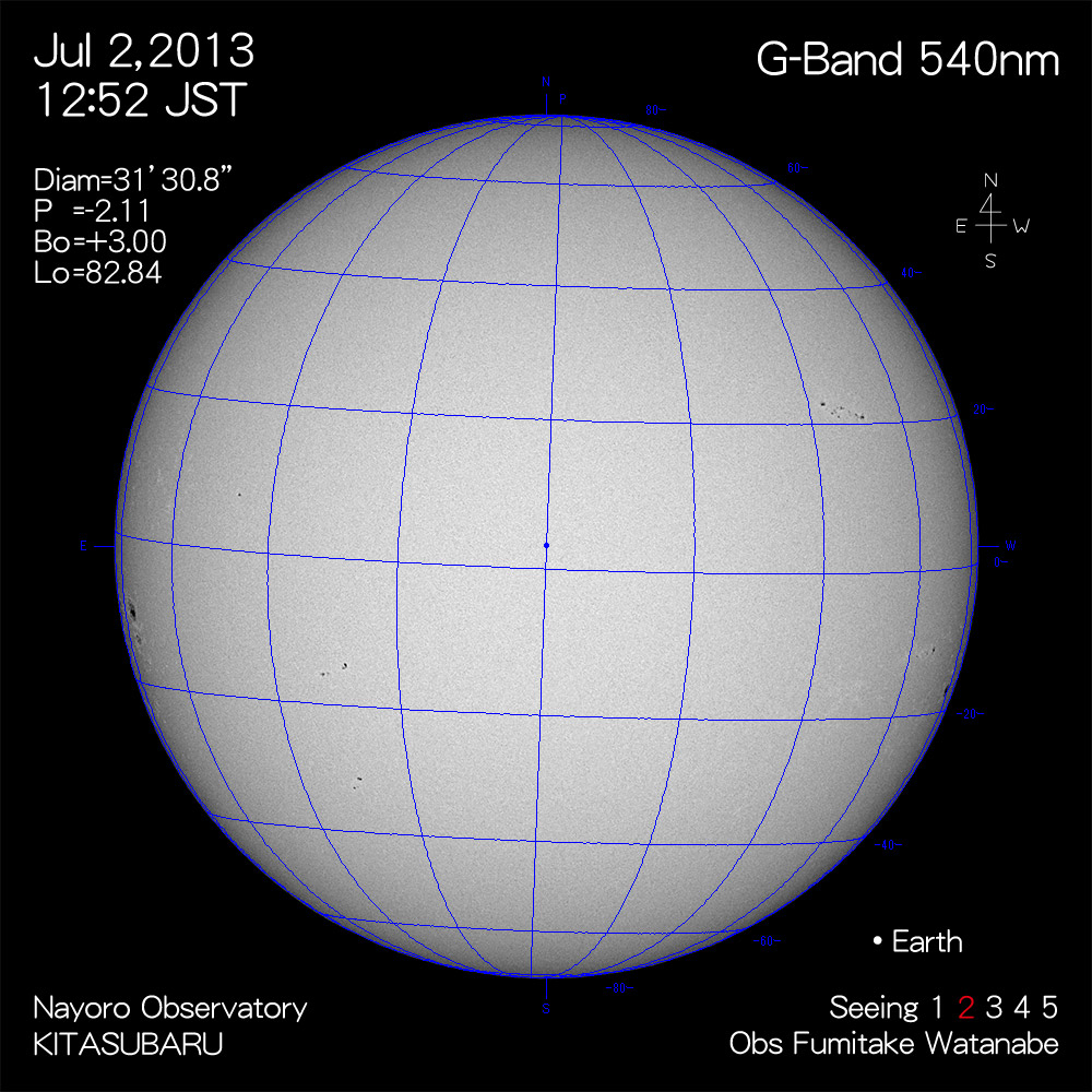 2013年7月2日540nm波長の太陽