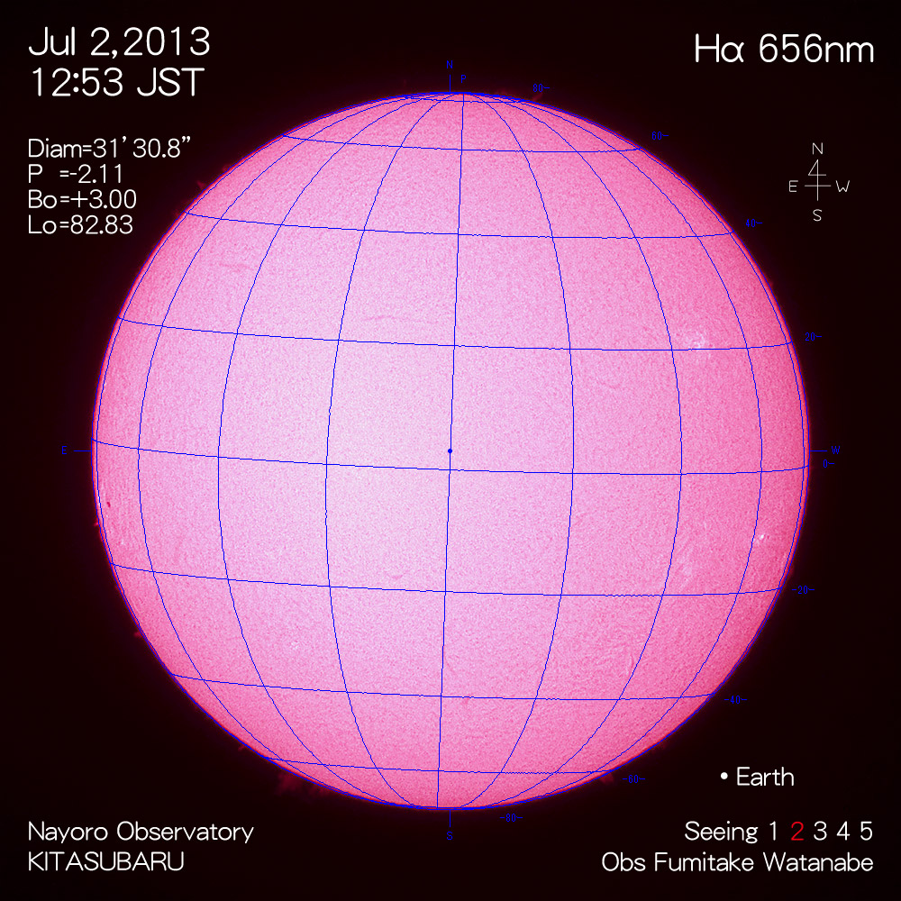 2013年7月2日Hα波長の太陽